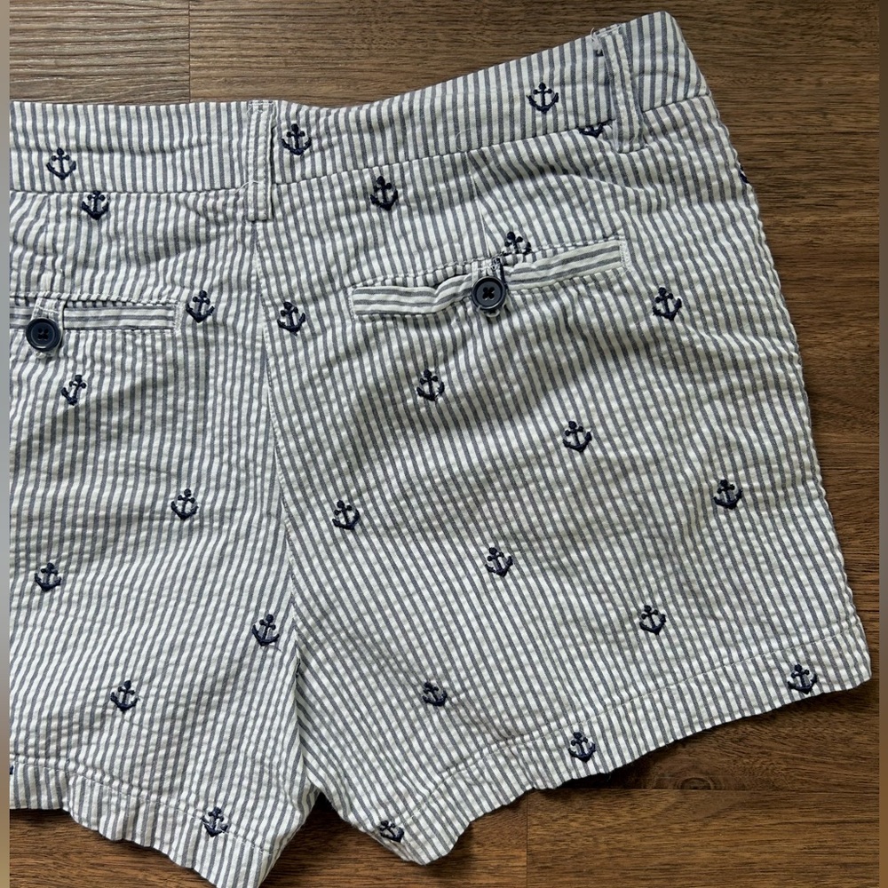 BRITISH KHAKI Nautical Pinstripe Seersucker Chino Shorts Coastal Preppy Resort 6 - Picture 8 of 11